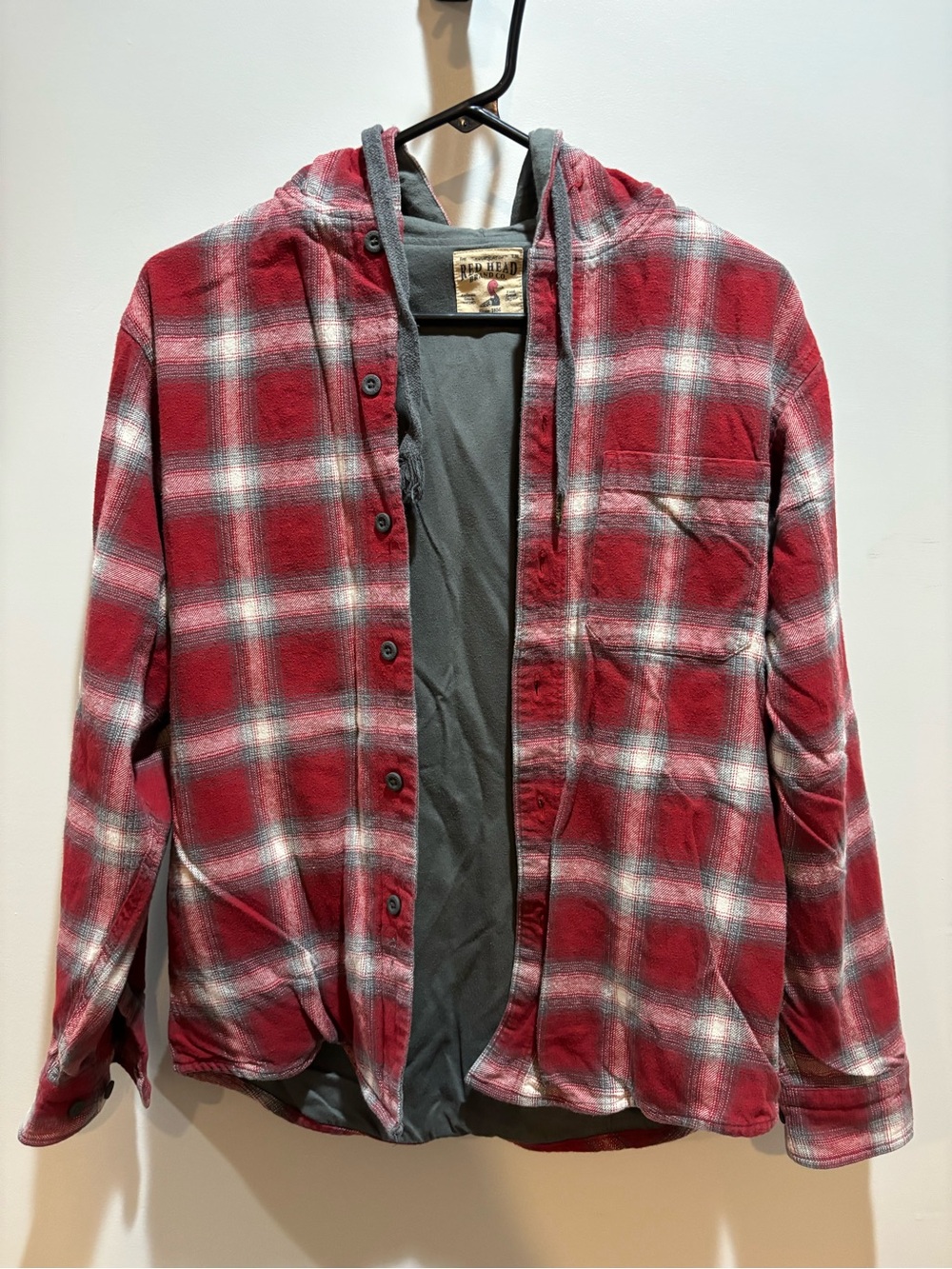 Women’s Red Plaid Hooded Flannel Jacket